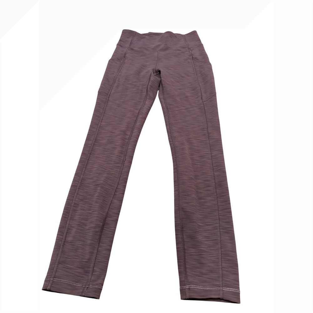 Lululemon High Rise Leggings Purple Space Dye Side Pockets Size 4